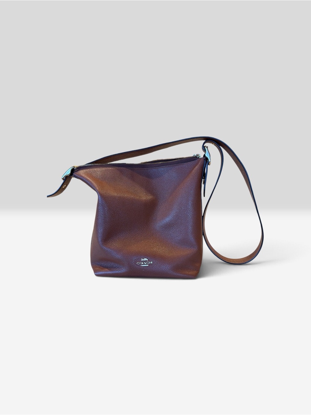 Coach Chocolate Brown Pebbled Leather Messenger Crossbody